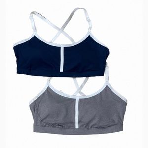 SET OF TWO Target All In Motion Women's Light Support Striped Sports Bra L